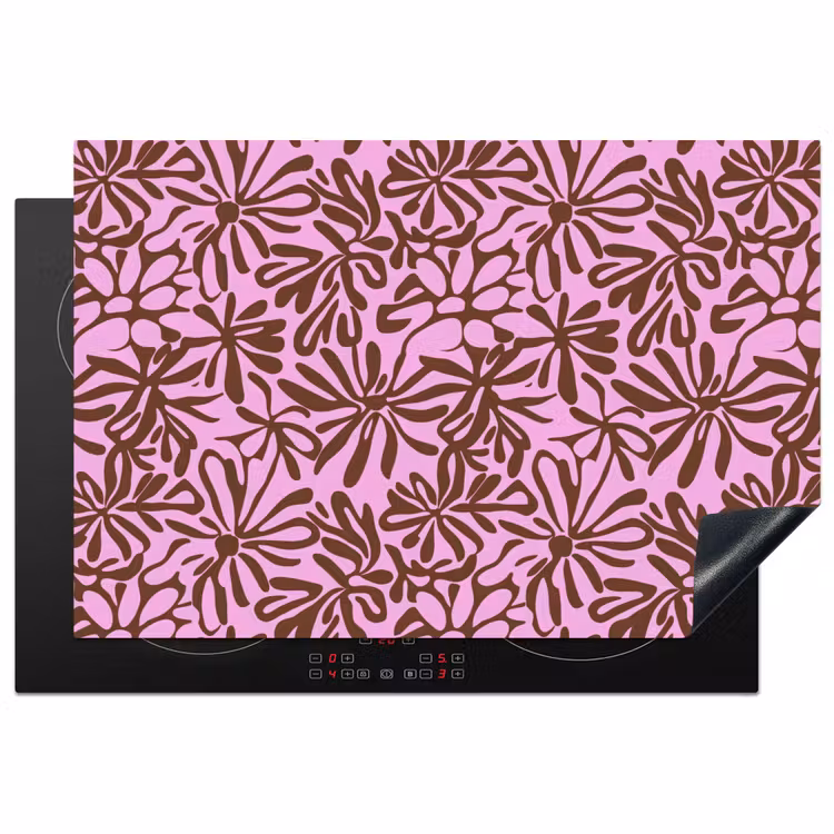 Organisch - Patroon - Roze Inductie beschermer vinyl 3mm klein 276 -3d