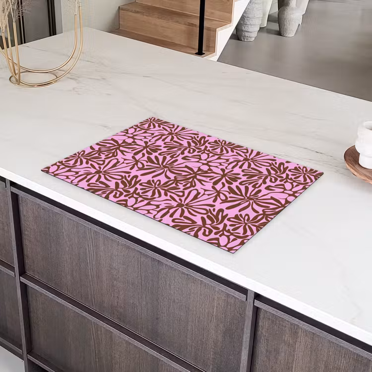 Organisch - Patroon - Roze Inductie beschermer vinyl 3mm klein 276 -sfeer8