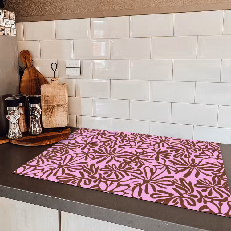 Organisch - Patroon - Roze Inductie beschermer vinyl 3mm klein 276 -sfeer3