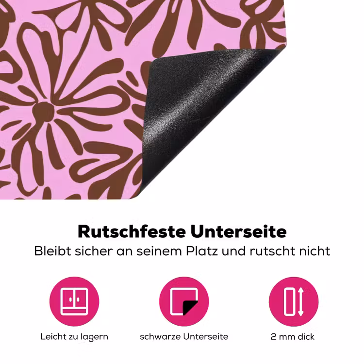 Organisch - Patroon - Roze Inductie beschermer vinyl 3mm klein 276 -zzzzzzz-lf-onderkant