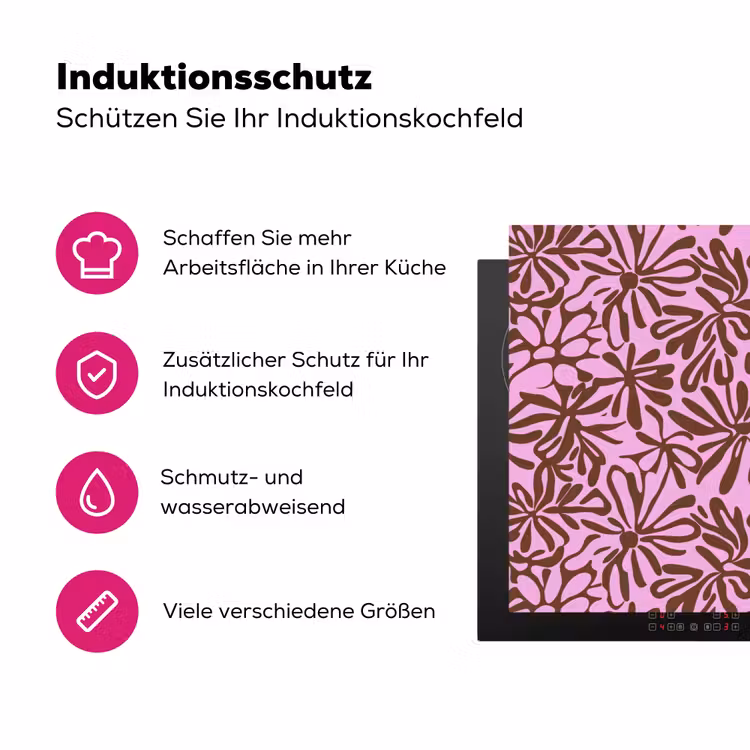 Organisch - Patroon - Roze Inductie beschermer vinyl 3mm klein 276 -zzzzzzz-lf-ups