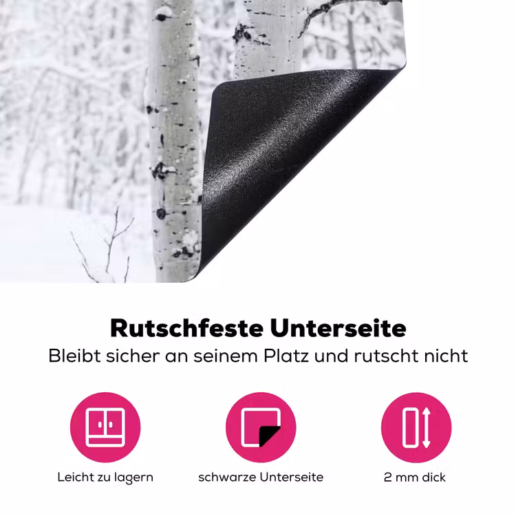 Berkenbomen - Sneeuw - Winter - Bos - Wit Inductie beschermer vinyl 3mm klein -zzzzzzz-lf-onderkant