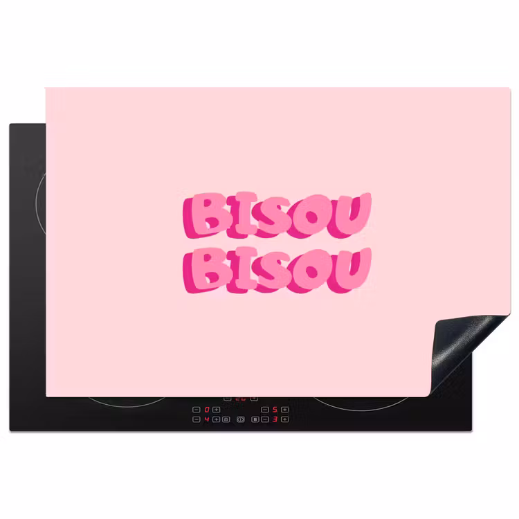 Bisou - Roze - Dikke letters Inductie beschermer vinyl 3mm klein -3d