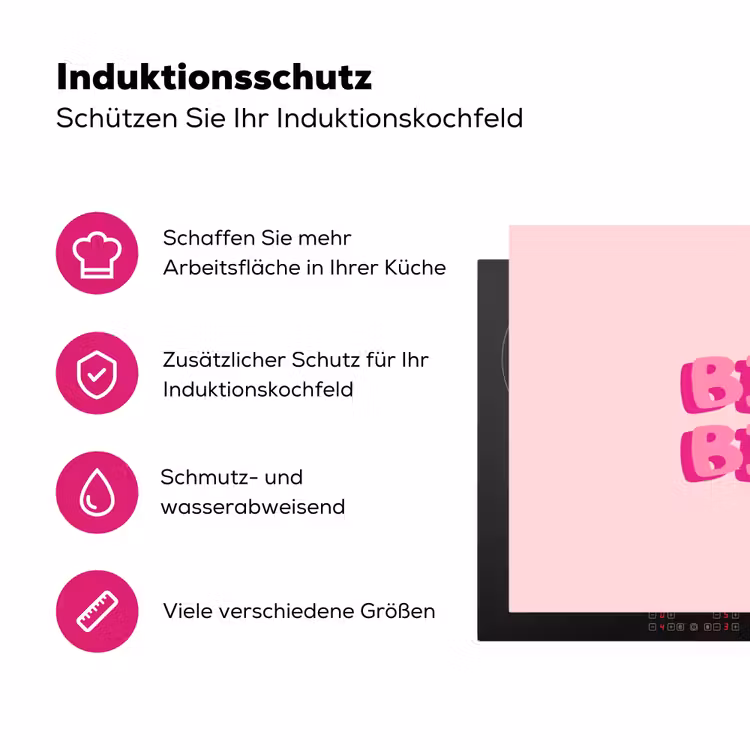 Bisou - Roze - Dikke letters Inductie beschermer vinyl 3mm klein -zzzzzzz-lf-ups