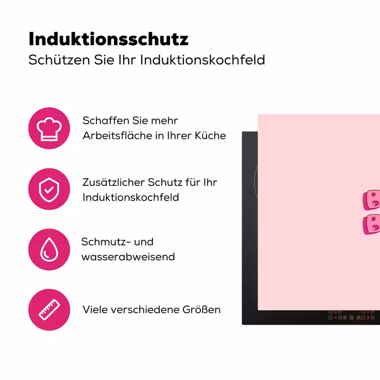 Bisou - Roze - Schaduw Inductie beschermer vinyl 3mm klein -zzzzzzz-lf-ups