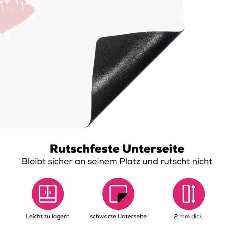 Bisous - Lip - Wit - Rood Inductie beschermer vinyl 3mm klein -zzzzzzz-lf-onderkant