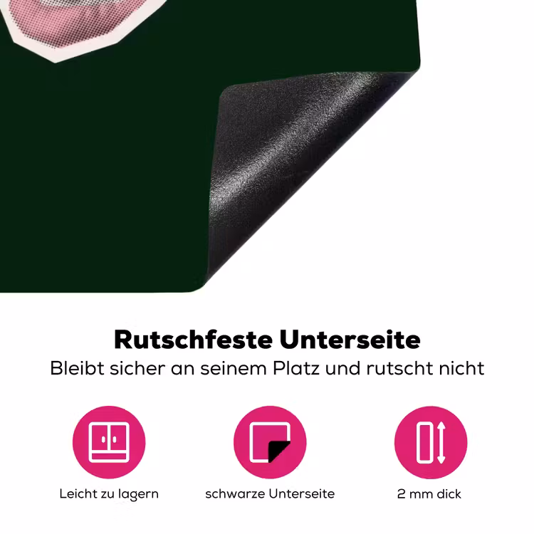 BLAH BLAH BLAH - Mond - Groen Inductie beschermer vinyl 3mm klein -zzzzzzz-lf-onderkant