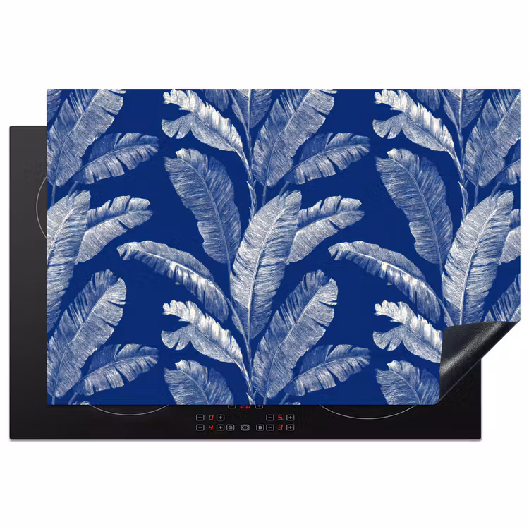 Blad - Palm - Blauw Inductie beschermer vinyl 3mm klein 276 -3d