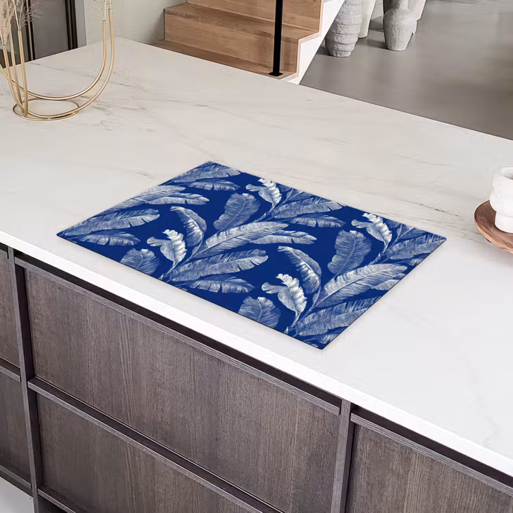 Blad - Palm - Blauw Inductie beschermer vinyl 3mm klein 276 -sfeer8