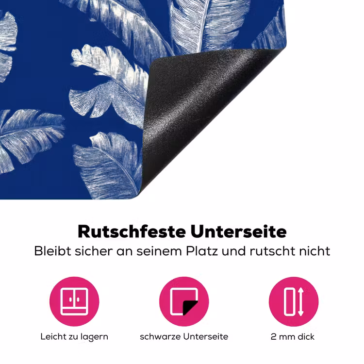 Blad - Palm - Blauw Inductie beschermer vinyl 3mm klein 276 -zzzzzzz-lf-onderkant
