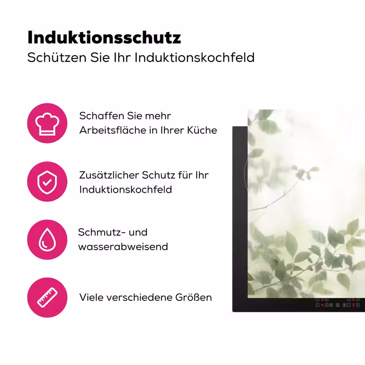 Blad - Schaduw - Natuur - Abstract - Groen Inductie beschermer vinyl 3mm klein -zzzzzzz-lf-ups