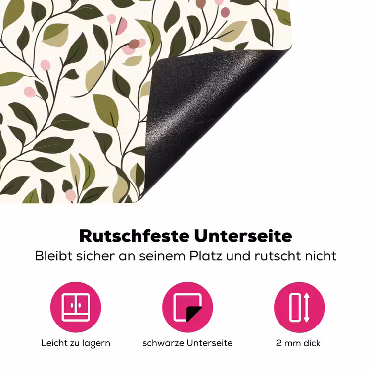 Bladeren - Bessen - Roze Inductie beschermer vinyl 3mm klein 276 -zzzzzzz-lf-onderkant