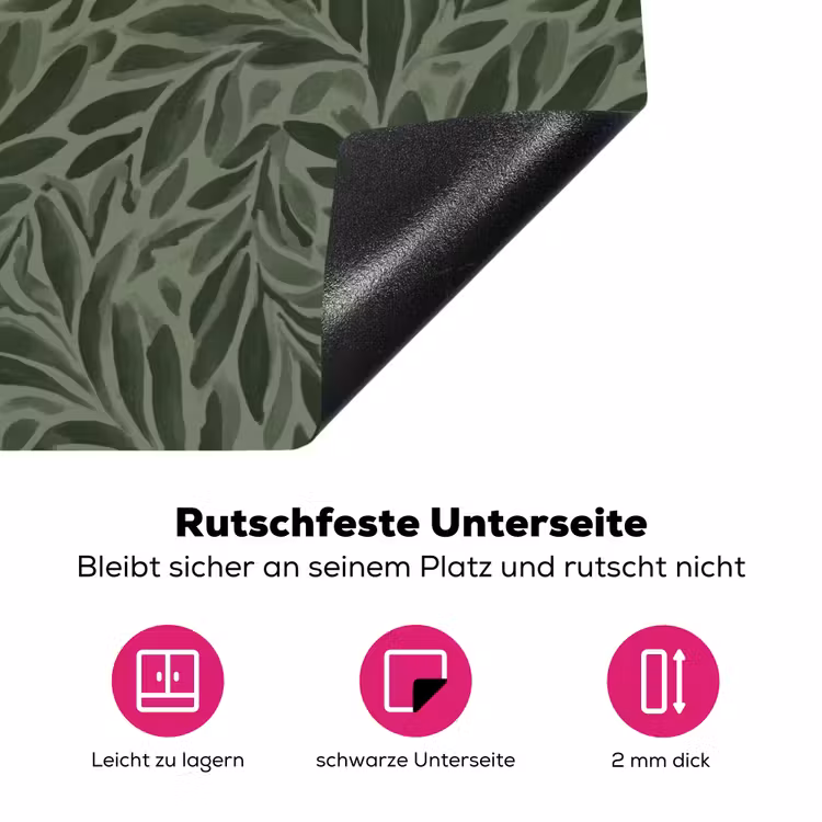 Bladeren - Organisch - Groen Inductie beschermer vinyl 3mm klein 276 -zzzzzzz-lf-onderkant