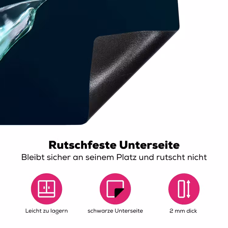 Bladeren - Bloem - Glazen - Donkerblauw Inductie beschermer vinyl 3mm klein -zzzzzzz-lf-onderkant