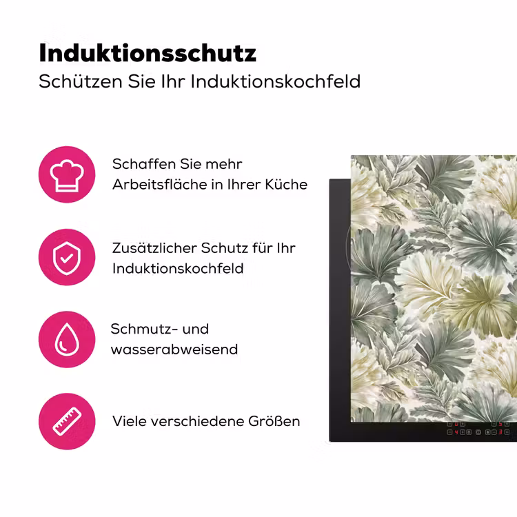 Bladeren - Botanisch - Groen Inductie beschermer vinyl 3mm klein 276 -zzzzzzz-lf-ups
