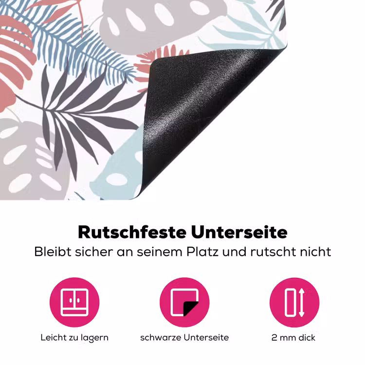 Bladeren - Jungle - Pastel - Tropisch Inductie beschermer vinyl 3mm klein -zzzzzzz-lf-onderkant