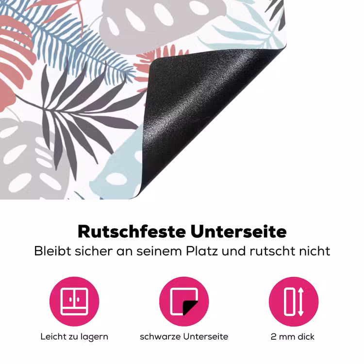 Bladeren - Jungle - Pastel - Tropisch Inductie beschermer vinyl 3mm klein -zzzzzzz-lf-onderkant