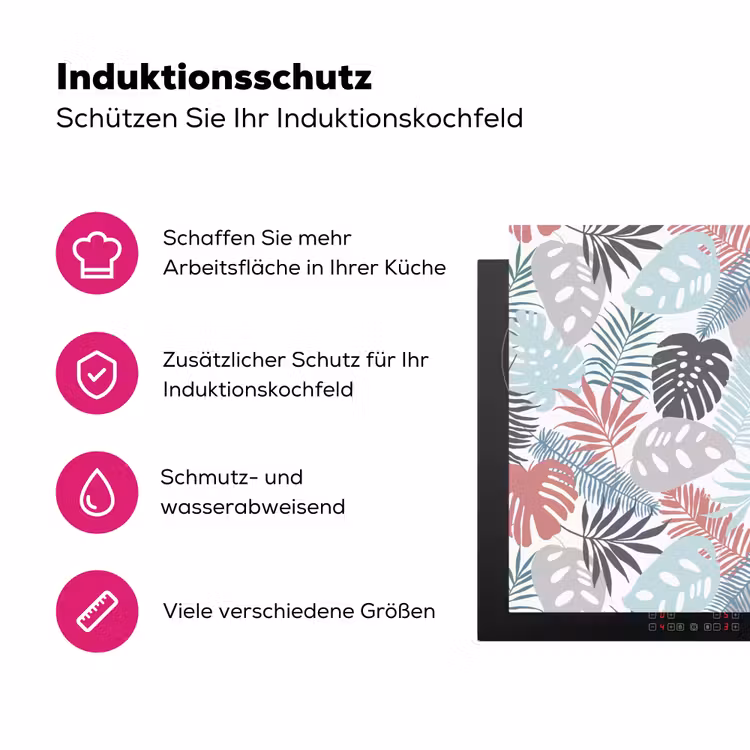 Bladeren - Jungle - Pastel - Tropisch Inductie beschermer vinyl 3mm klein -zzzzzzz-lf-ups