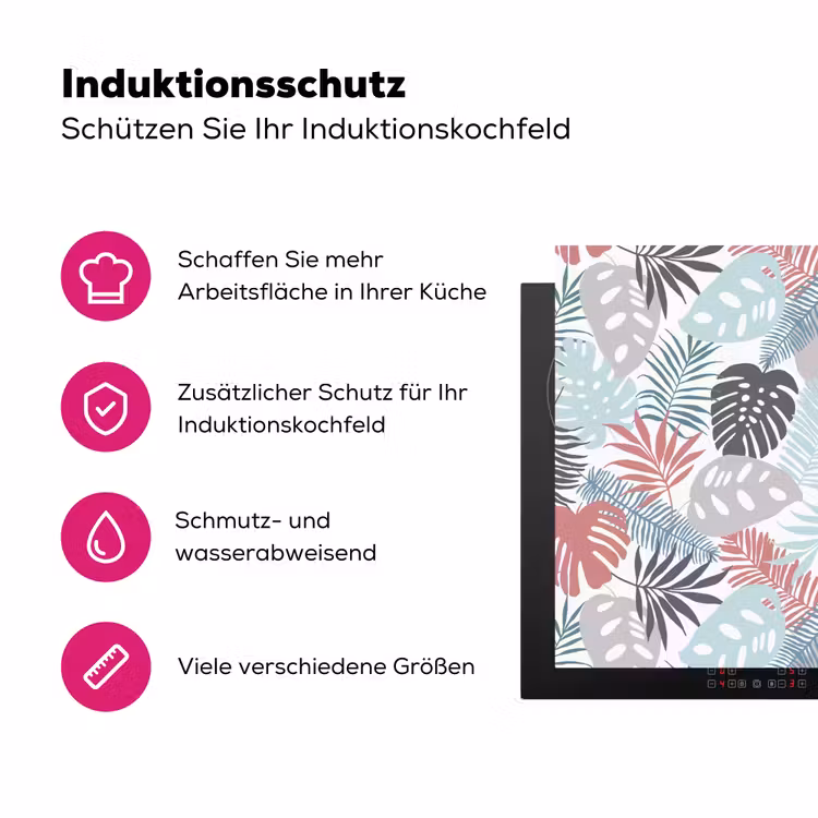 Bladeren - Jungle - Pastel - Tropisch Inductie beschermer vinyl 3mm klein -zzzzzzz-lf-ups