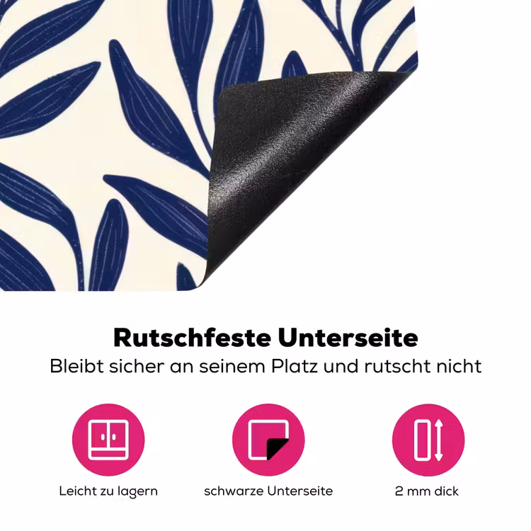 Bladeren - Klimop - Donkerblauw Inductie beschermer vinyl 3mm klein -zzzzzzz-lf-onderkant