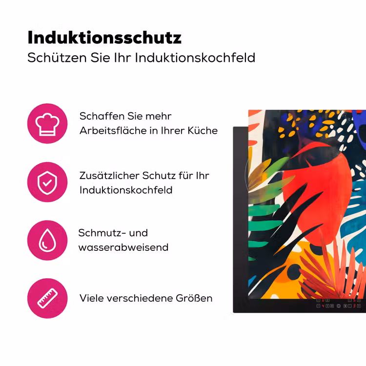 Bladeren - Vormen - Abstract - Kleurrijk Inductie beschermer vinyl 3mm klein -zzzzzzz-lf-ups