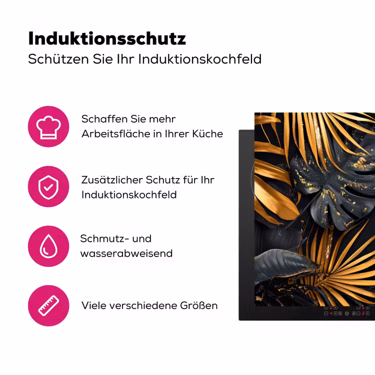 Bladeren - Goud - Zwart - Natuur Inductie beschermer vinyl 3mm middel -zzzzzzz-lf-ups