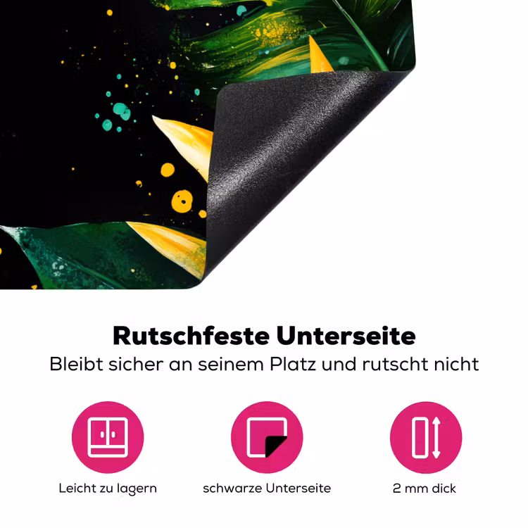 Bladeren - Groen - Geel - Verf - Jungle Inductie beschermer vinyl 3mm klein -zzzzzzz-lf-onderkant