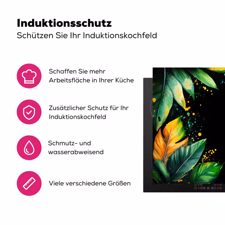 Bladeren - Groen - Geel - Verf - Jungle Inductie beschermer vinyl 3mm klein -zzzzzzz-lf-ups
