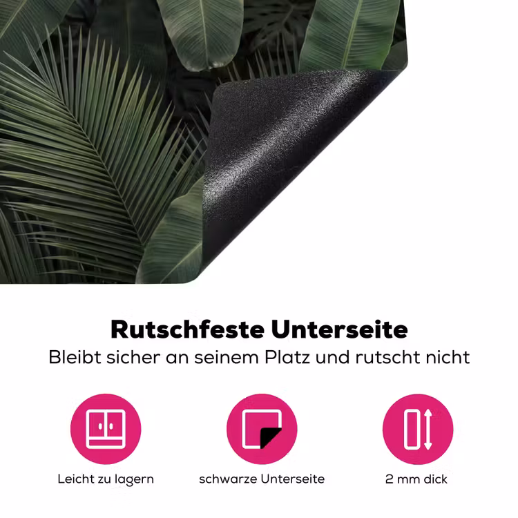 Bladeren - Groen - Tropisch - Natuur Inductie beschermer vinyl 3mm klein -zzzzzzz-lf-onderkant