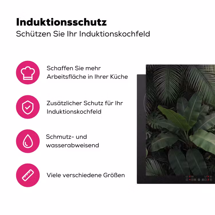 Bladeren - Groen - Tropisch - Natuur Inductie beschermer vinyl 3mm klein -zzzzzzz-lf-ups