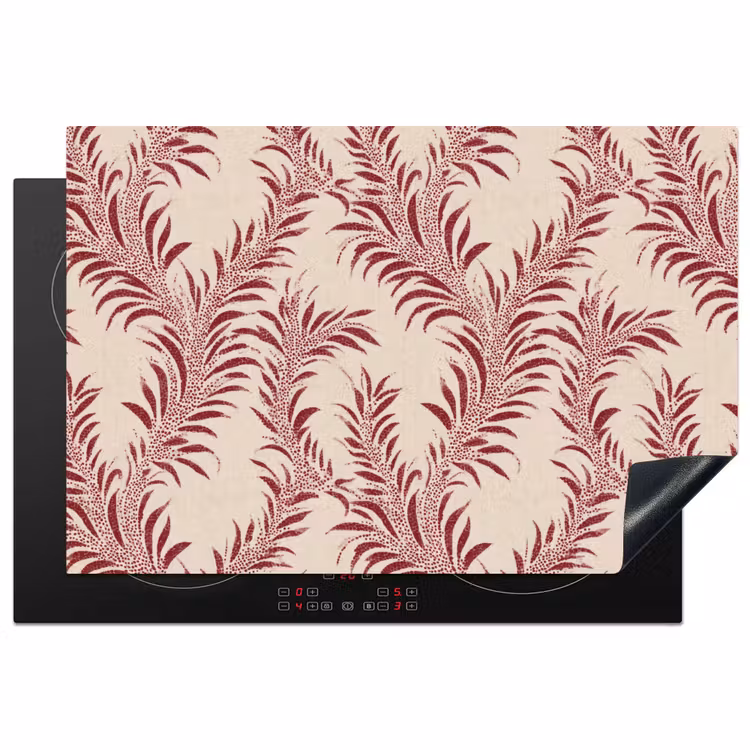 Bladeren - Linnen - Rood Inductie beschermer vinyl 3mm klein 276 -3d
