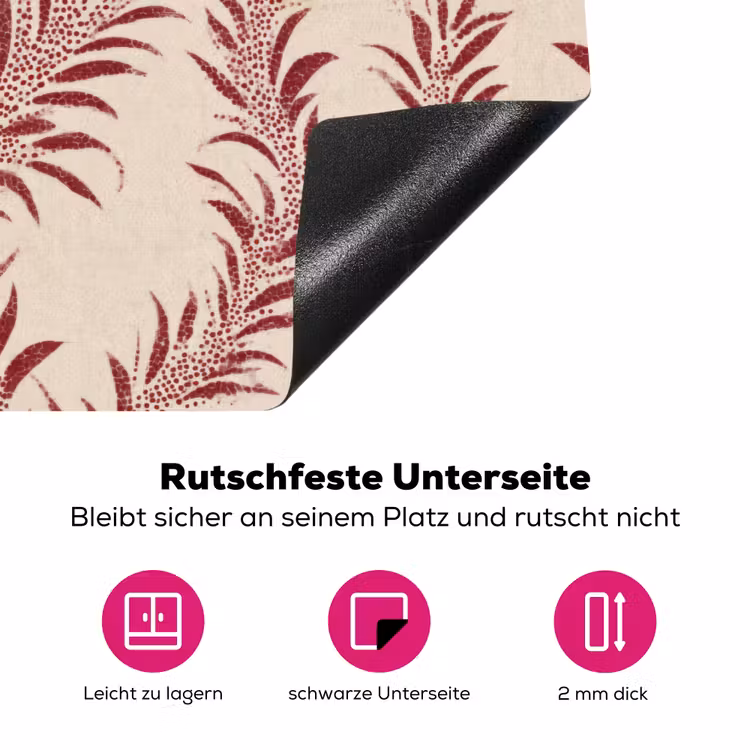 Bladeren - Linnen - Rood Inductie beschermer vinyl 3mm klein 276 -zzzzzzz-lf-onderkant