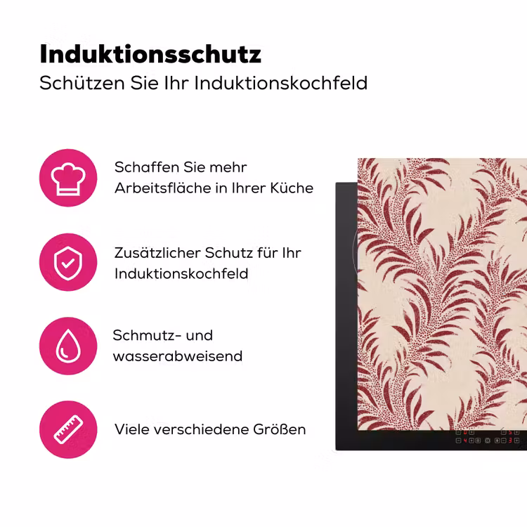 Bladeren - Linnen - Rood Inductie beschermer vinyl 3mm klein 276 -zzzzzzz-lf-ups