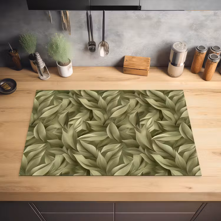 Bladeren - Modern - Groen Inductie beschermer vinyl 3mm klein 276 -sfeer5