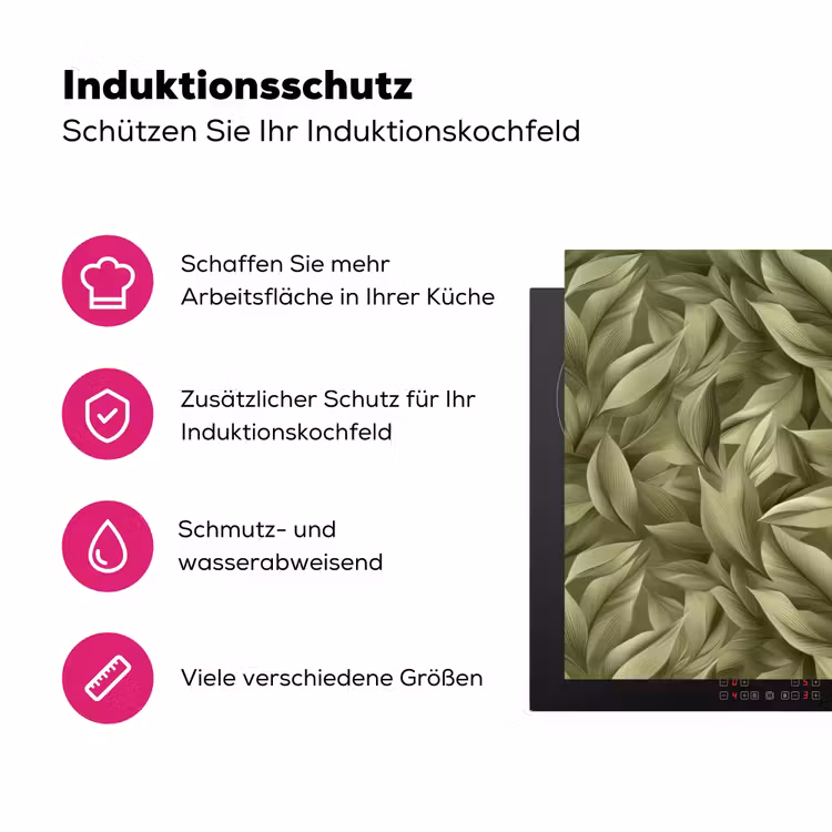 Bladeren - Modern - Groen Inductie beschermer vinyl 3mm klein 276 -zzzzzzz-lf-ups