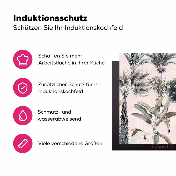 Bladeren - Monstera - Jungle - Tropical Inductie beschermer vinyl 3mm klein -zzzzzzz-lf-ups