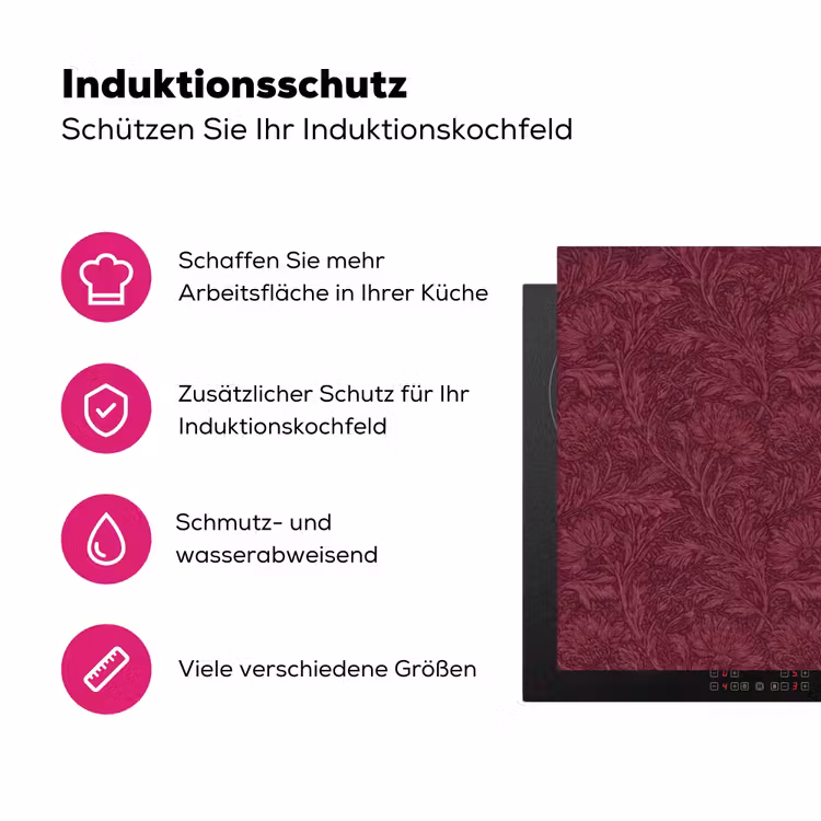 Bladeren - Patroon - Paars Inductie beschermer vinyl 3mm klein 276 -zzzzzzz-lf-ups