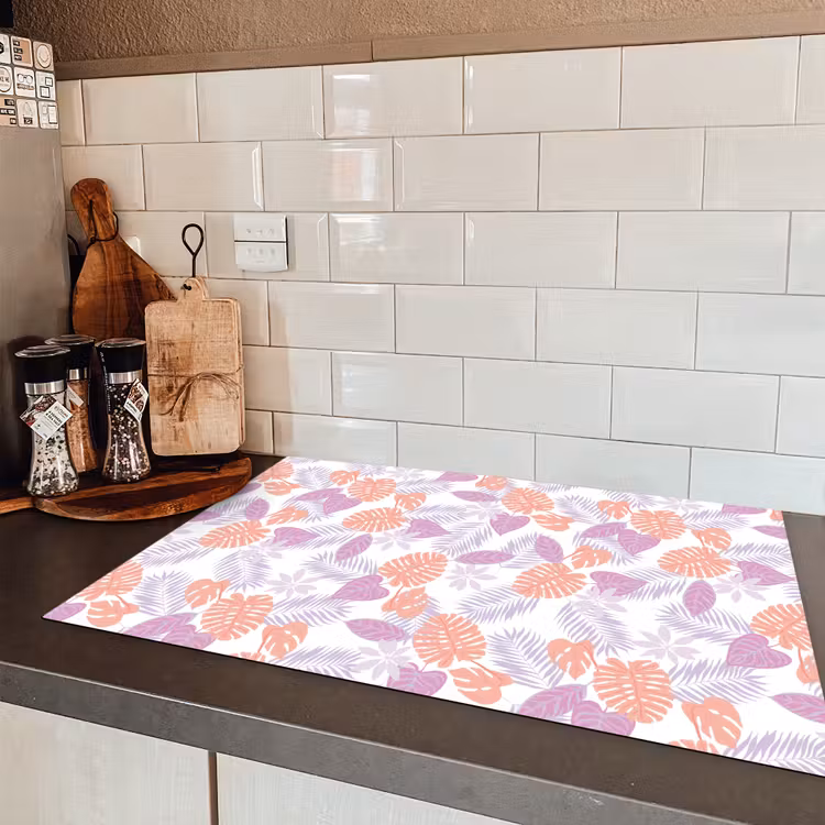 Bladeren - Pastelkleuren - Tropisch Inductie beschermer vinyl 3mm klein 276 -sfeer3