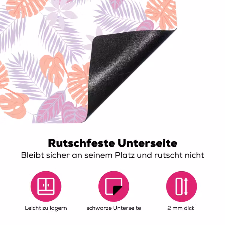 Bladeren - Pastelkleuren - Tropisch Inductie beschermer vinyl 3mm klein 276 -zzzzzzz-lf-onderkant