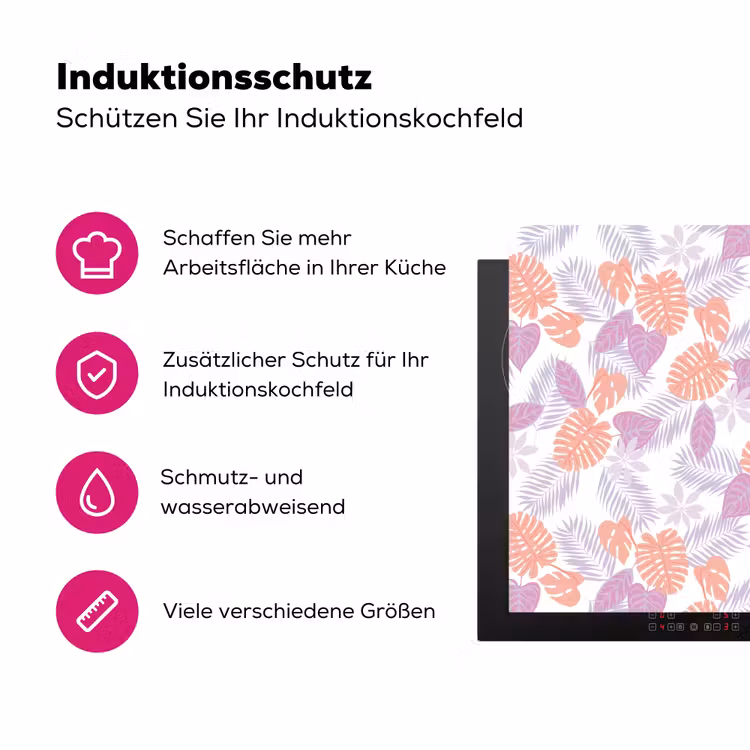 Bladeren - Pastelkleuren - Tropisch Inductie beschermer vinyl 3mm klein 276 -zzzzzzz-lf-ups