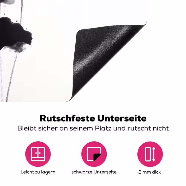 Bladeren - Zwart - Lotusbloem - Minimalitisch Inductie beschermer vinyl 3mm klein -zzzzzzz-lf-onderkant
