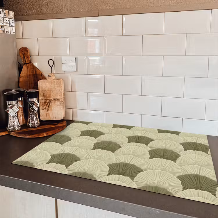 Bladeren - Structuur - Groen Inductie beschermer vinyl 3mm klein 276 -sfeer3