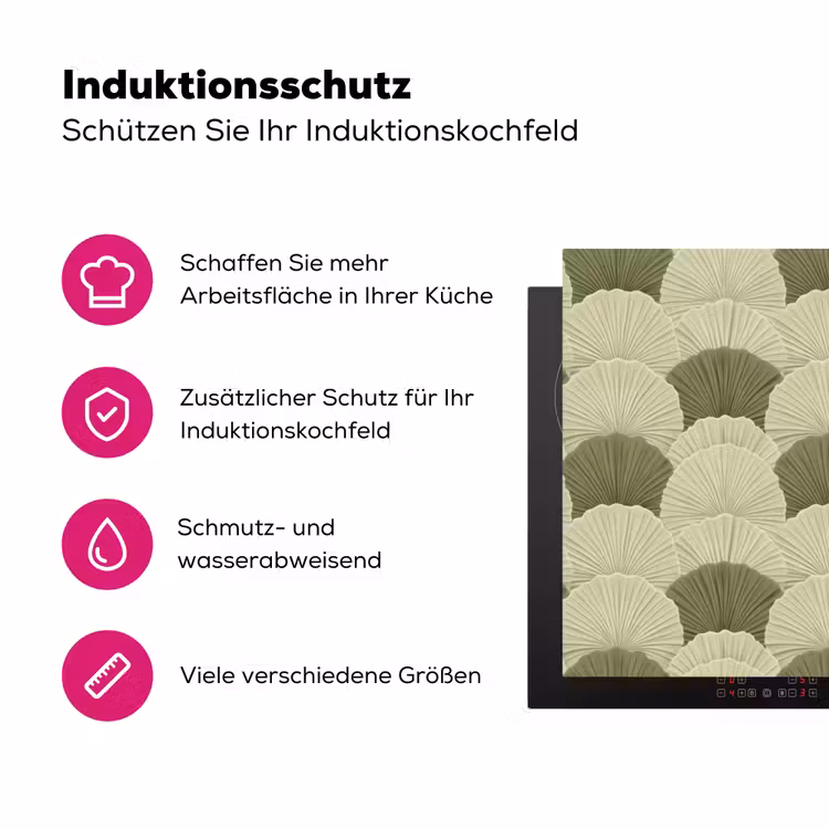 Bladeren - Structuur - Groen Inductie beschermer vinyl 3mm klein 276 -zzzzzzz-lf-ups