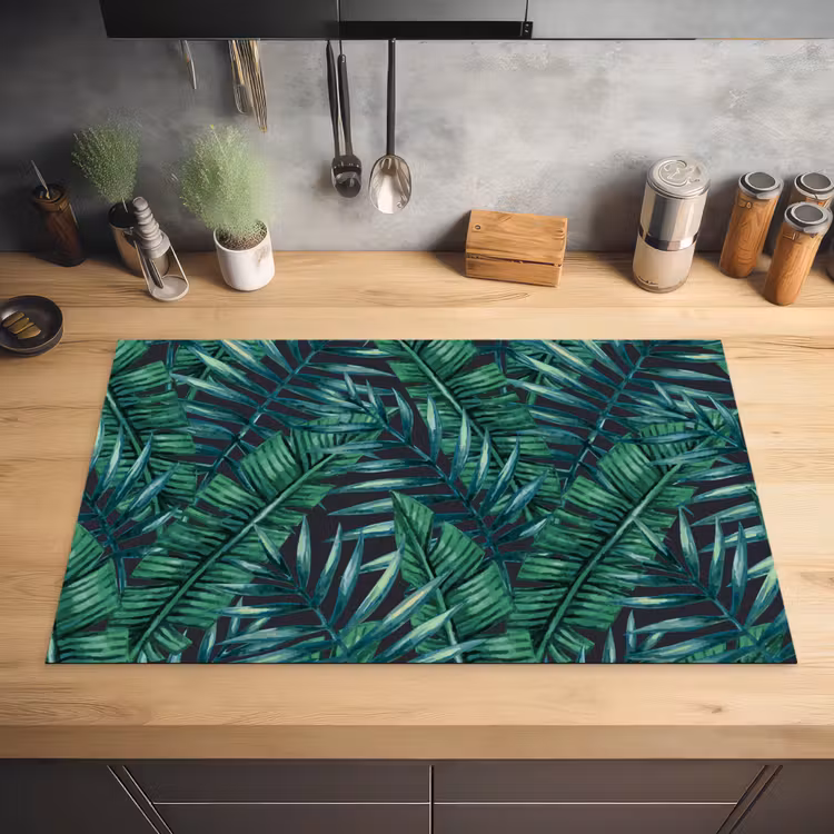Bladeren - Tropical - Jungle Inductie beschermer vinyl 3mm klein -sfeer5