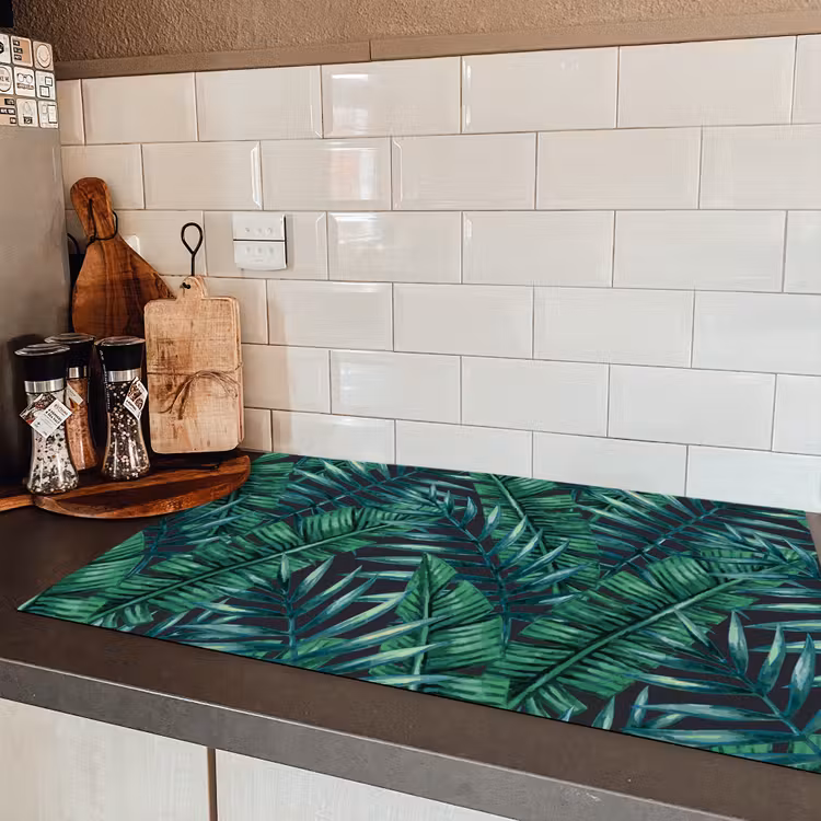 Bladeren - Tropical - Jungle Inductie beschermer vinyl 3mm klein -sfeer3