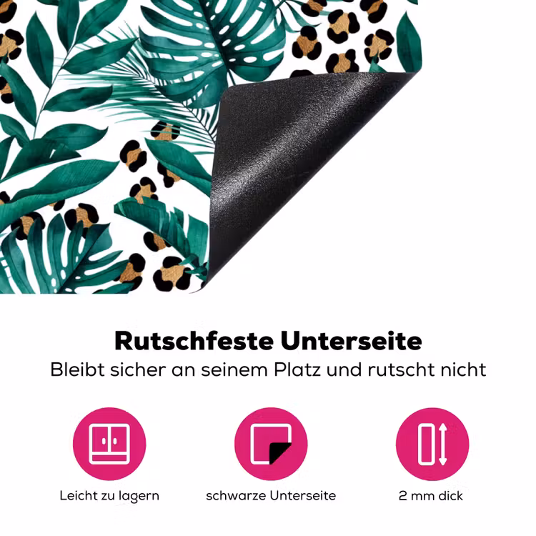 Bladeren - Tropisch - Jungle Inductie beschermer vinyl 3mm klein -zzzzzzz-lf-onderkant