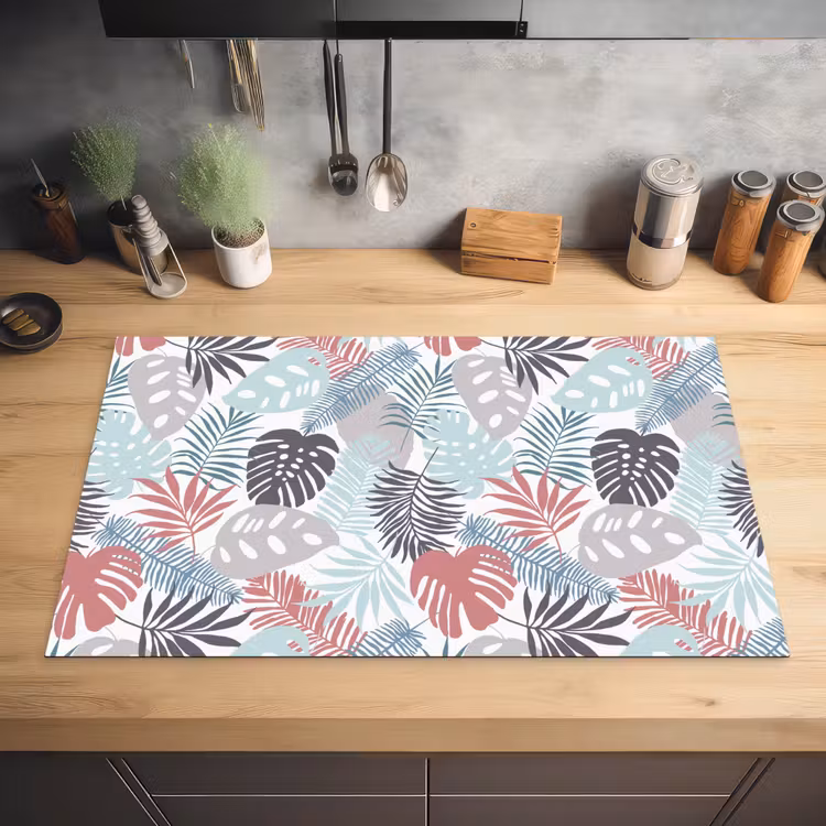 Bladeren - Tropical - Pastel - Jungle Inductie beschermer vinyl 3mm klein -sfeer5