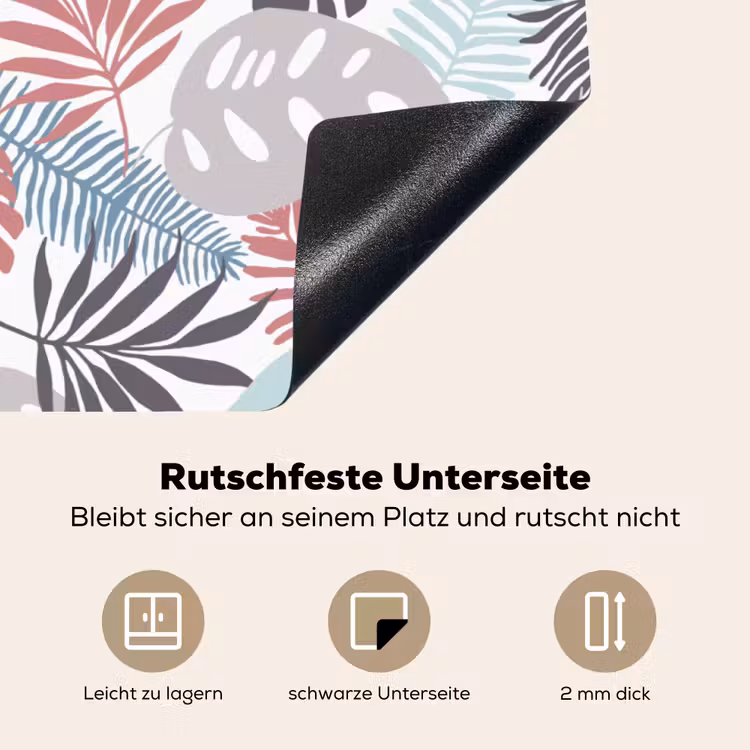 Bladeren - Tropical - Pastel - Jungle Inductie beschermer vinyl 3mm klein -tsfeer4_DE