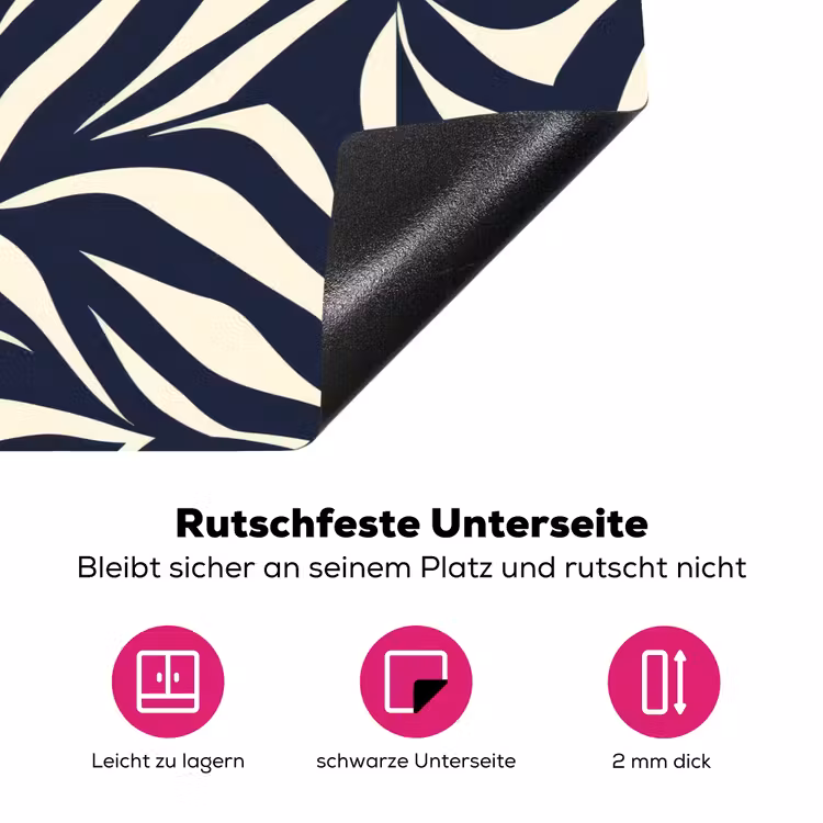 Bladvormen - Blauw - Patroon - Wit Inductie beschermer vinyl 3mm klein 276 -zzzzzzz-lf-onderkant