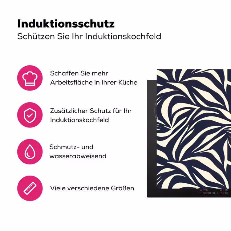 Bladvormen - Blauw - Patroon - Wit Inductie beschermer vinyl 3mm klein 276 -zzzzzzz-lf-ups